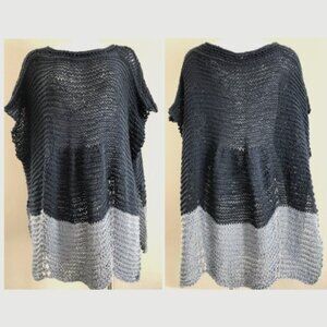 NEW Handmade Cotton Slip-on, Two-Toned Denim, Poncho Tunic